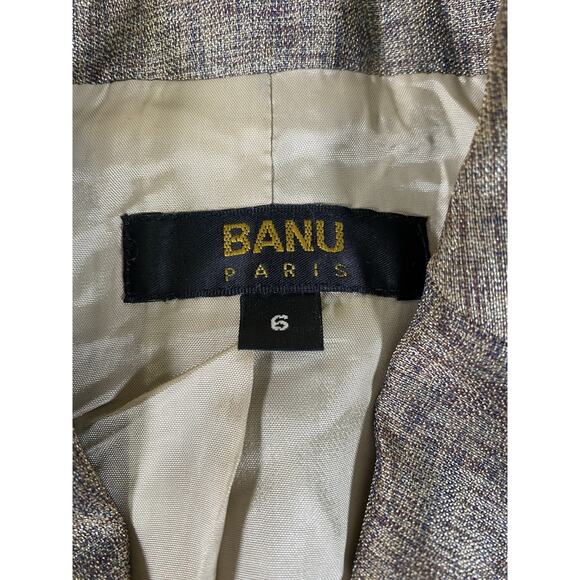Banu Paris Blazer Jacket Sz 6 Brown Acetate - Picture 2 of 6